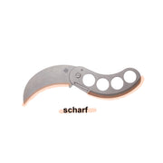 Midgards Ulu Folding Knife with both sharpened edges highlighted