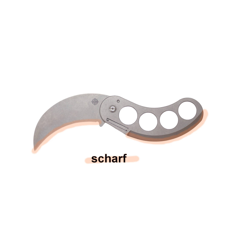 Midgards Ulu Folding Knife with both sharpened edges highlighted