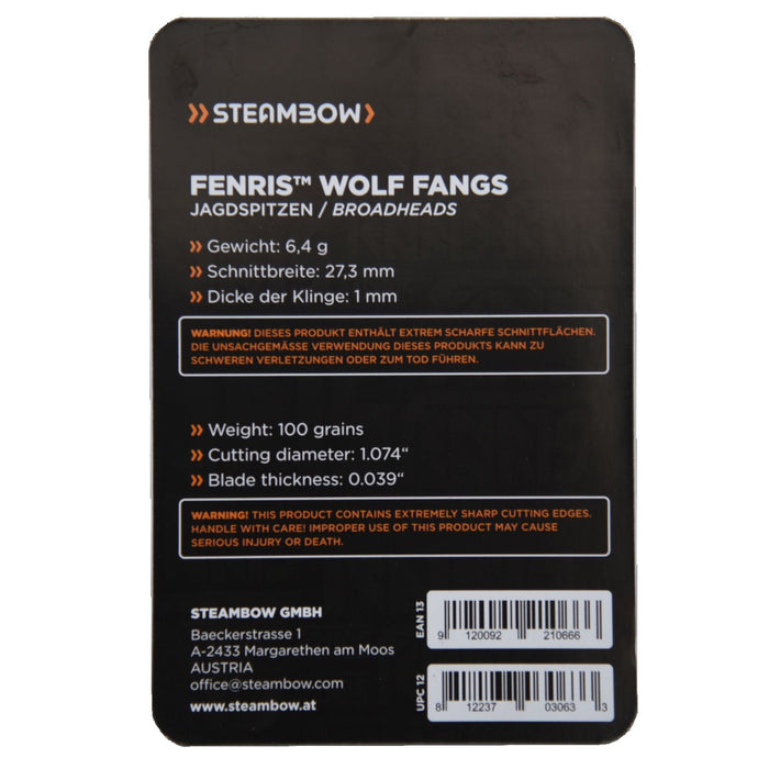 Wolf Fang Broadheads for Fenris (3 Pack)